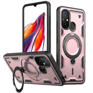 For Redmi 12C 4G PC Hybrid TPU Armor MagSafe Ring Holder Phone Case(Rose Gold)