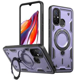 For Redmi 12C 4G PC Hybrid TPU Armor MagSafe Ring Holder Phone Case(Purple)
