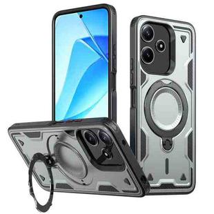 For Redmi 13 4G / 5G / Note 13R PC Hybrid TPU Armor MagSafe Ring Holder Phone Case(Grey)