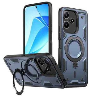 For Redmi 13 4G / 5G / Note 13R PC Hybrid TPU Armor MagSafe Ring Holder Phone Case(Blue)