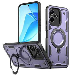 For Redmi 13 4G / 5G / Note 13R PC Hybrid TPU Armor MagSafe Ring Holder Phone Case(Purple)