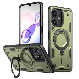 For Redmi 13C 5G PC Hybrid TPU Armor MagSafe Ring Holder Phone Case(Olive Green)