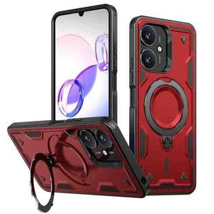 For Redmi 13C 5G PC Hybrid TPU Armor MagSafe Ring Holder Phone Case(Red)