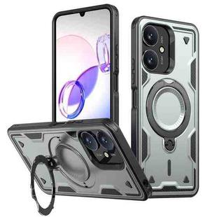 For Redmi 13C 5G PC Hybrid TPU Armor MagSafe Ring Holder Phone Case(Grey)