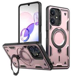 For Redmi 13C 5G PC Hybrid TPU Armor MagSafe Ring Holder Phone Case(Rose Gold)