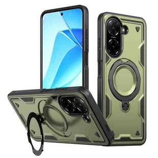 For Redmi A5 4G 171.7mm / Poco C71 PC Hybrid TPU Armor MagSafe Ring Holder Phone Case(Olive Green)