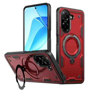 For Redmi A5 4G 171.7mm / Poco C71 PC Hybrid TPU Armor MagSafe Ring Holder Phone Case(Red)