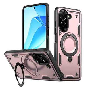 For Redmi A5 4G 171.7mm / Poco C71 PC Hybrid TPU Armor MagSafe Ring Holder Phone Case(Rose Gold)