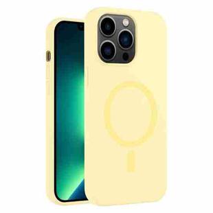 For iPhone 13 Pro Max Pure Color Liquid Silicone MagSafe Phone Case(Cream Yellow)