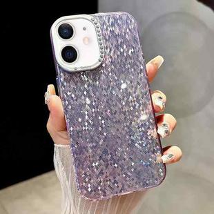 For iPhone 12 Mosaic Diamond Texture PC Hybrid TPU Phone Case(Purple)