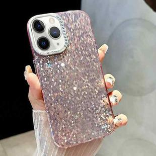 For iPhone 12 Pro Max Mosaic Diamond Texture PC Hybrid TPU Phone Case(Pink)