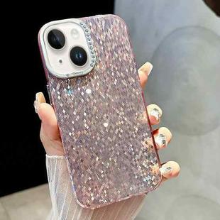 For iPhone 13 Mosaic Diamond Texture PC Hybrid TPU Phone Case(Pink)