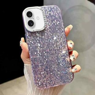 For iPhone 16 Mosaic Diamond Texture PC Hybrid TPU Phone Case(Purple)