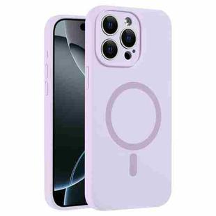 For iPhone 16 Pro Fine Hole Pure Color Liquid Silicone MagSafe Phone Case(Lilac)