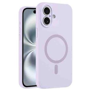 For iPhone 16 Plus Fine Hole Pure Color Liquid Silicone MagSafe Phone Case(Lilac)