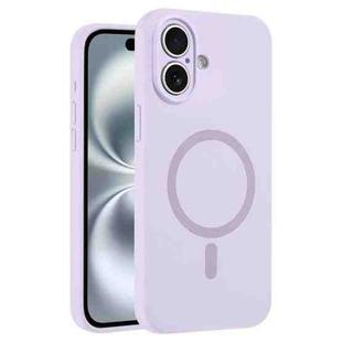 For iPhone 16 Fine Hole Pure Color Liquid Silicone MagSafe Phone Case(Lilac)