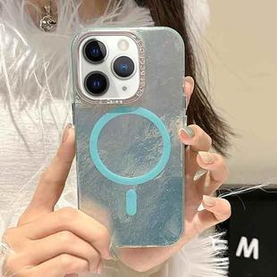 For iPhone 11 Pro Max Tinfoil Texture MagSafe PC Phone Case(Blue)
