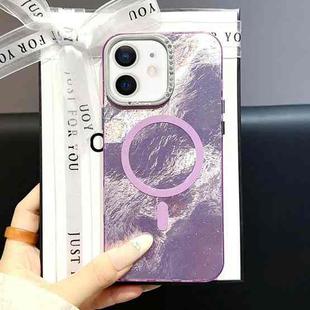 For iPhone 12 Tinfoil Texture MagSafe PC Phone Case(Purple)