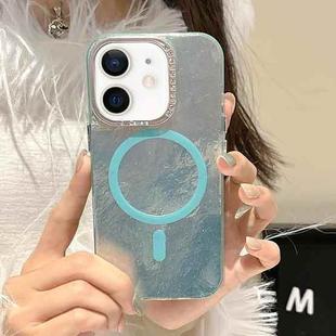 For iPhone 12 Tinfoil Texture MagSafe PC Phone Case(Blue)