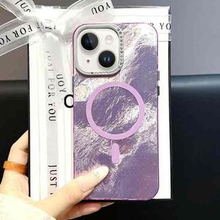 For iPhone 13 Tinfoil Texture MagSafe PC Phone Case(Purple)