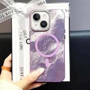 For iPhone 15 Tinfoil Texture MagSafe PC Phone Case(Purple)