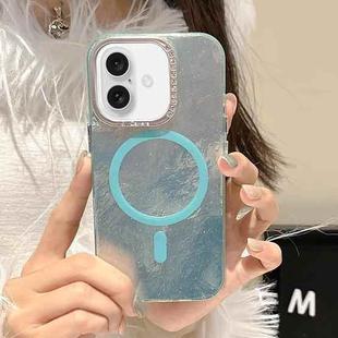 For iPhone 16 Tinfoil Texture MagSafe PC Phone Case(Blue)