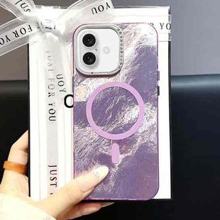 For iPhone 16 Plus Tinfoil Texture MagSafe PC Phone Case(Purple)