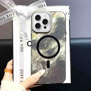 For iPhone 16 Pro Tinfoil Texture MagSafe PC Phone Case(Black)