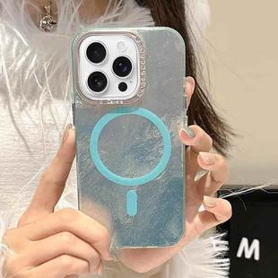 For iPhone 16 Pro Tinfoil Texture MagSafe PC Phone Case(Blue)