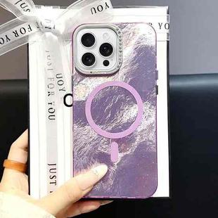 For iPhone 16 Pro Max Tinfoil Texture MagSafe PC Phone Case(Purple)