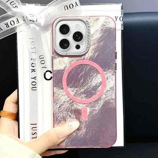 For iPhone 16 Pro Max Tinfoil Texture MagSafe PC Phone Case(Pink)