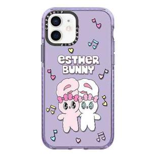 For iPhone 11 Simple Illustration Pattern Full Coverage Phone Case(Rabbit B)