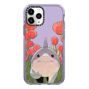 For iPhone 11 Pro Max Simple Illustration Pattern Full Coverage Phone Case(Smiling Shark A)