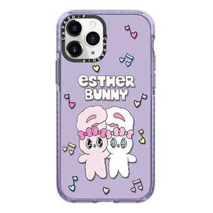 For iPhone 11 Pro Max Simple Illustration Pattern Full Coverage Phone Case(Rabbit B)