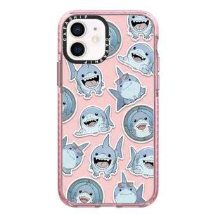 For iPhone 12 Simple Illustration Pattern Full Coverage Phone Case(Smiling Shark B)