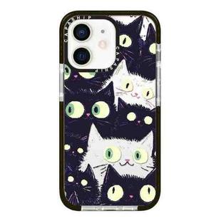 For iPhone 12 Simple Illustration Pattern Full Coverage Phone Case(Cat)