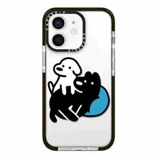 For iPhone 12 Simple Illustration Pattern Full Coverage Phone Case(Puppy B)