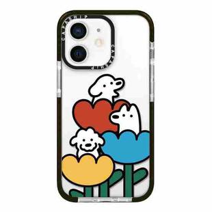 For iPhone 12 Simple Illustration Pattern Full Coverage Phone Case(Puppy D)