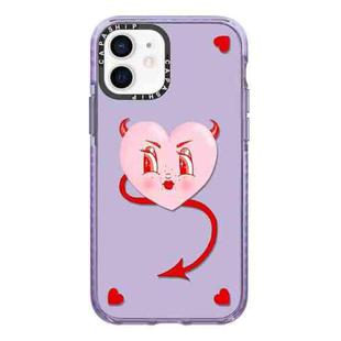 For iPhone 12 Simple Illustration Pattern Full Coverage Phone Case(Pink Heart)