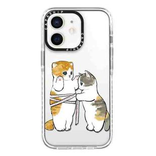 For iPhone 12 Simple Illustration Pattern Full Coverage Phone Case(Weight Loss Cat B)