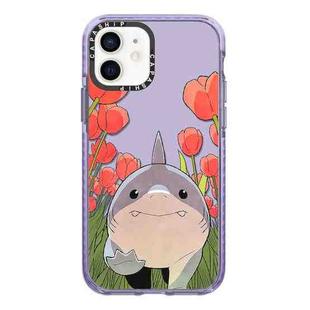 For iPhone 12 mini Simple Illustration Pattern Full Coverage Phone Case(Smiling Shark A)