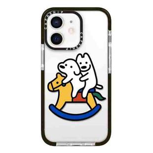 For iPhone 12 mini Simple Illustration Pattern Full Coverage Phone Case(Puppy C)