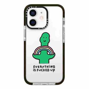 For iPhone 12 mini Simple Illustration Pattern Full Coverage Phone Case(Green Dinosaur A)