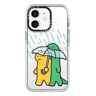 For iPhone 12 mini Simple Illustration Pattern Full Coverage Phone Case(Green Dinosaur B)