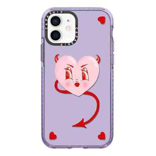 For iPhone 12 mini Simple Illustration Pattern Full Coverage Phone Case(Pink Heart)