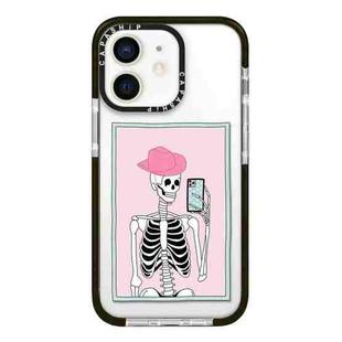 For iPhone 12 mini Simple Illustration Pattern Full Coverage Phone Case(Skull B)