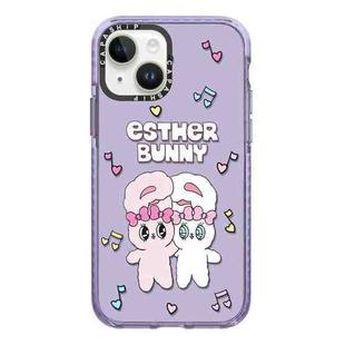 For iPhone 13 Simple Illustration Pattern Full Coverage Phone Case(Rabbit B)