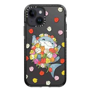 For iPhone 14 Simple Illustration Pattern Full Coverage Phone Case(Smiling Shark C)