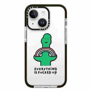 For iPhone 14 Simple Illustration Pattern Full Coverage Phone Case(Green Dinosaur A)