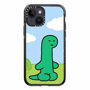 For iPhone 14 Simple Illustration Pattern Full Coverage Phone Case(Green Dinosaur C)